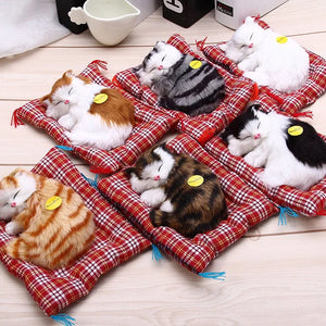 Realistic Lifelike Sleeping Kitten Cat Plush Stuffed Doll Home Decoration Gift