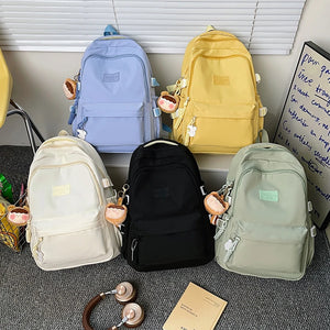 Minimal Solid Color Large School Bag Backpack for Teenage Girls