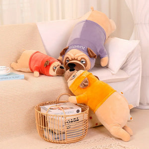 Cute Pug Bulldog Puppy with Shirt Soft Plush Stuffed Pillow Doll