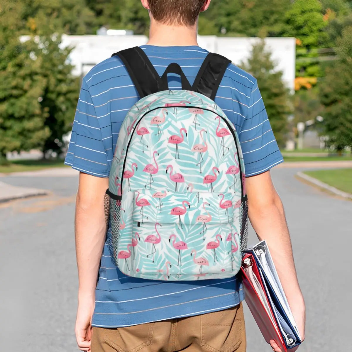 Beautiful Flamingo Pattern 15 Inch Laptop Backpack School Bag