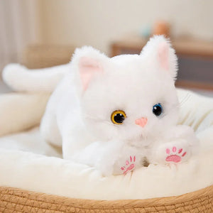 Cute Lifelike White Gray Cat Kitten 47cm Soft Plush Stuffed Doll