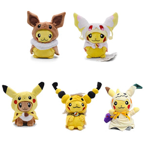 Anime Pokemon Pikachu Cosplay in Monster Suit Charizard Snorlax Garchomp Tyranitar Hydreigon Anime Eevee Lapras Plush Stuffed Doll Gift