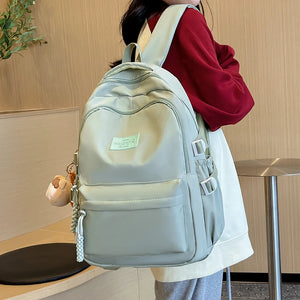 Minimal Solid Color Large School Bag Backpack for Teenage Girls