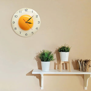 Sunny Side Up Fried Egg Breakfast Food Kitchen Wall Silent Wall Clock