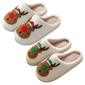 Cute Reindeer Christmas Fluffy Soft Home Slipper Shoes