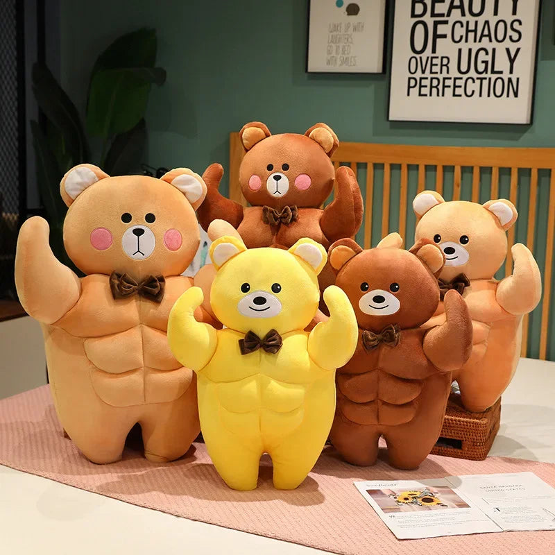 Cute Strong Muscle Bear Soft Plush Stuffed Doll Gift