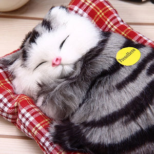 Realistic Lifelike Sleeping Kitten Cat Plush Stuffed Doll Home Decoration Gift