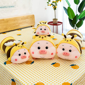 Cute Fatty Pig in Bee Suit Large Size Stuffed Plush Long Pillow Doll