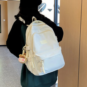 Minimal Solid Color Large School Bag Backpack for Teenage Girls