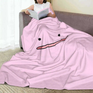 Anime Pink Pokemon Ditto Face Flannel Soft Blanket