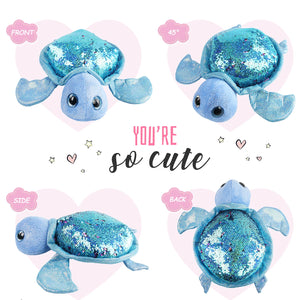 Cute Sequin Glitter Purple/Blue Turtle Stuffed Plush Doll for Kid's Birthday Gifts