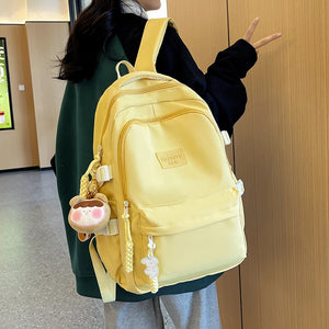 Minimal Solid Color Large School Bag Backpack for Teenage Girls