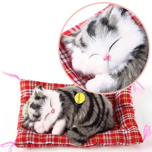 Realistic Lifelike Sleeping Kitten Cat Plush Stuffed Doll Home Decoration Gift