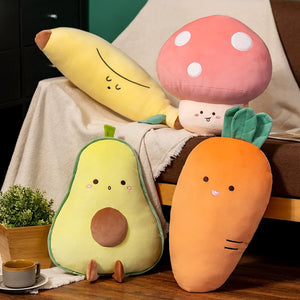 Cute Cartoon Fruit Mushroom Banana Avocado Carrot 2Stuffed Soft Plush Pillow Doll Cushion