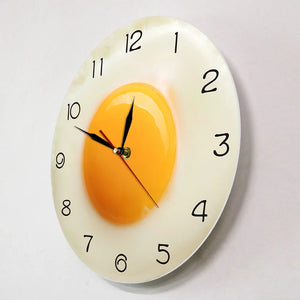 Sunny Side Up Fried Egg Breakfast Food Kitchen Wall Silent Wall Clock