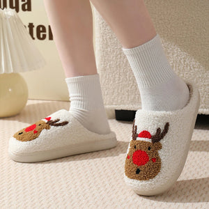 Cute Reindeer Christmas Fluffy Soft Home Slipper Shoes