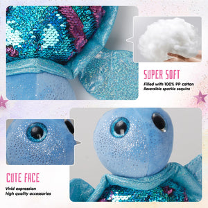 Cute Sequin Glitter Purple/Blue Turtle Stuffed Plush Doll for Kid's Birthday Gifts