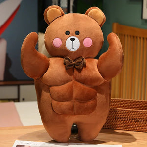 Cute Strong Muscle Bear Soft Plush Stuffed Doll Gift