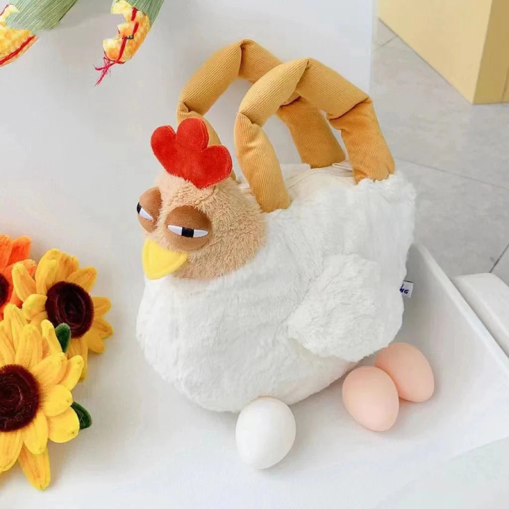 Funny Sleepy Chicken Plush Bag Soft Cotton Plush Tote Bag Doll Gift
