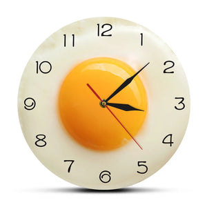 Sunny Side Up Fried Egg Breakfast Food Kitchen Wall Silent Wall Clock