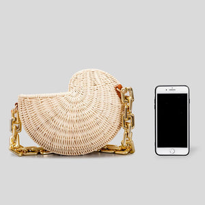 Rattan Conch Shell Woven Straw Handbag Shoulder Bag