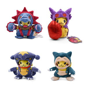 Anime Pokemon Pikachu Cosplay in Monster Suit Charizard Snorlax Garchomp Tyranitar Hydreigon Anime Eevee Lapras Plush Stuffed Doll Gift