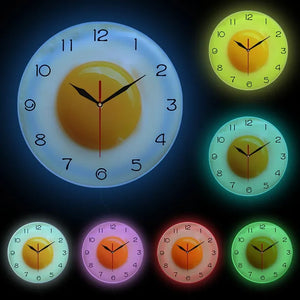 Sunny Side Up Fried Egg Breakfast Food Kitchen Wall Silent Wall Clock