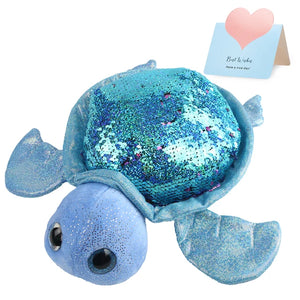 Cute Sequin Glitter Purple/Blue Turtle Stuffed Plush Doll for Kid's Birthday Gifts