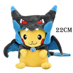 Anime Pokemon Pikachu Cosplay in Monster Suit Charizard Snorlax Garchomp Tyranitar Hydreigon Anime Eevee Lapras Plush Stuffed Doll Gift