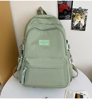 Minimal Solid Color Large School Bag Backpack for Teenage Girls