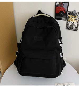 Minimal Solid Color Large School Bag Backpack for Teenage Girls