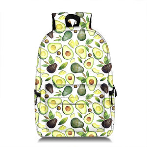 Cute Avocado Print Laptop Backpack School Bag