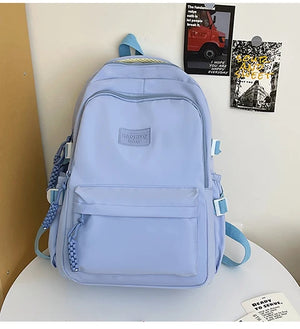 Minimal Solid Color Large School Bag Backpack for Teenage Girls