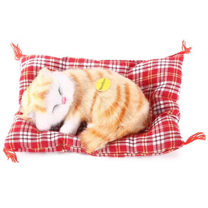 Realistic Lifelike Sleeping Kitten Cat Plush Stuffed Doll Home Decoration Gift