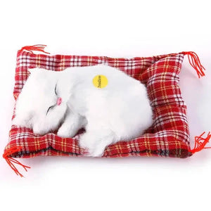 Realistic Lifelike Sleeping Kitten Cat Plush Stuffed Doll Home Decoration Gift