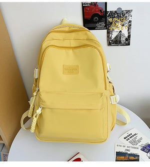 Minimal Solid Color Large School Bag Backpack for Teenage Girls