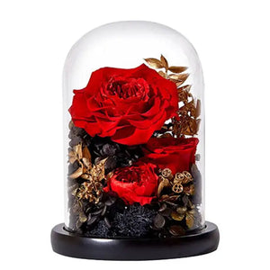 Eternal Preserved Rose in Glass Dome with LED Light Gft for Her