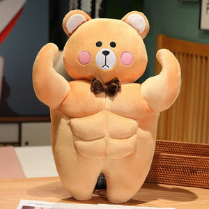 Cute Strong Muscle Bear Soft Plush Stuffed Doll Gift