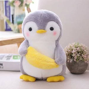 Cute Cartoon Penguin Holding Fruit Soft Plush Stuffed Doll Birthday Gift