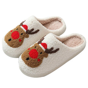 Cute Reindeer Christmas Fluffy Soft Home Slipper Shoes