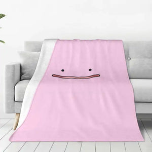 Anime Pink Pokemon Ditto Face Flannel Soft Blanket