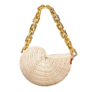 Rattan Conch Shell Woven Straw Handbag Shoulder Bag