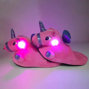 Cute Unicorn with LED Light Plushie Indoor Slippers Shoes