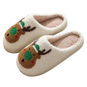 Cute Reindeer Christmas Fluffy Soft Home Slipper Shoes