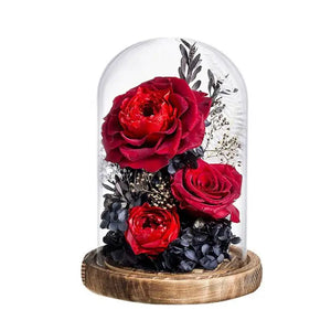 Eternal Preserved Rose in Glass Dome with LED Light Gft for Her