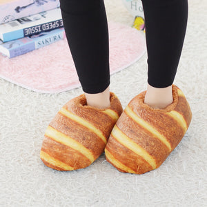 Funny Bread Soft Plush Indoor Home Slippers Shoes