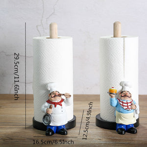 Resin Chef Double Layer Paper Towel Holder Figurines