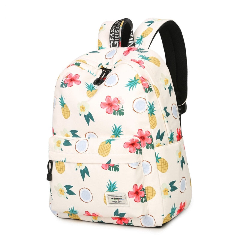 Cute Pineapple Coconut Tropical Large Capacity School Bag Backpack