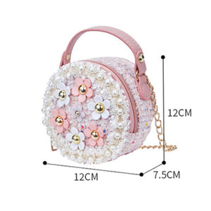 Flower Princess Perl Girls Shoulder Bags