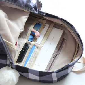 Plaid Design Canvas Backpack School Bag for Teenage Girls